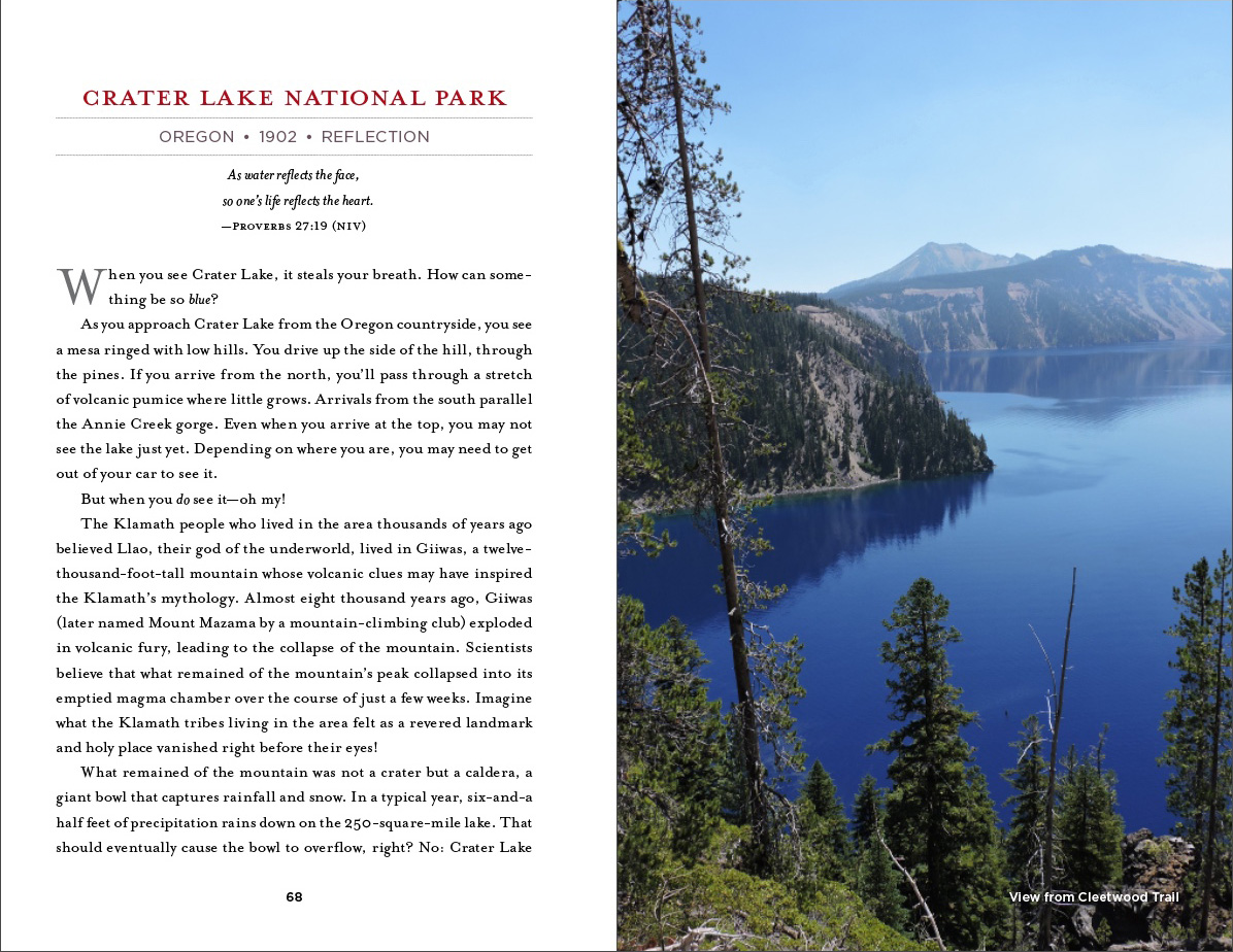America's Holy Ground sample page of Crater Lake National Park