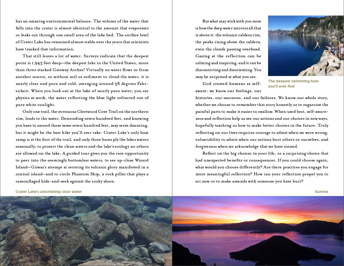 America's Holy Ground sample page of Crater Lake National Park